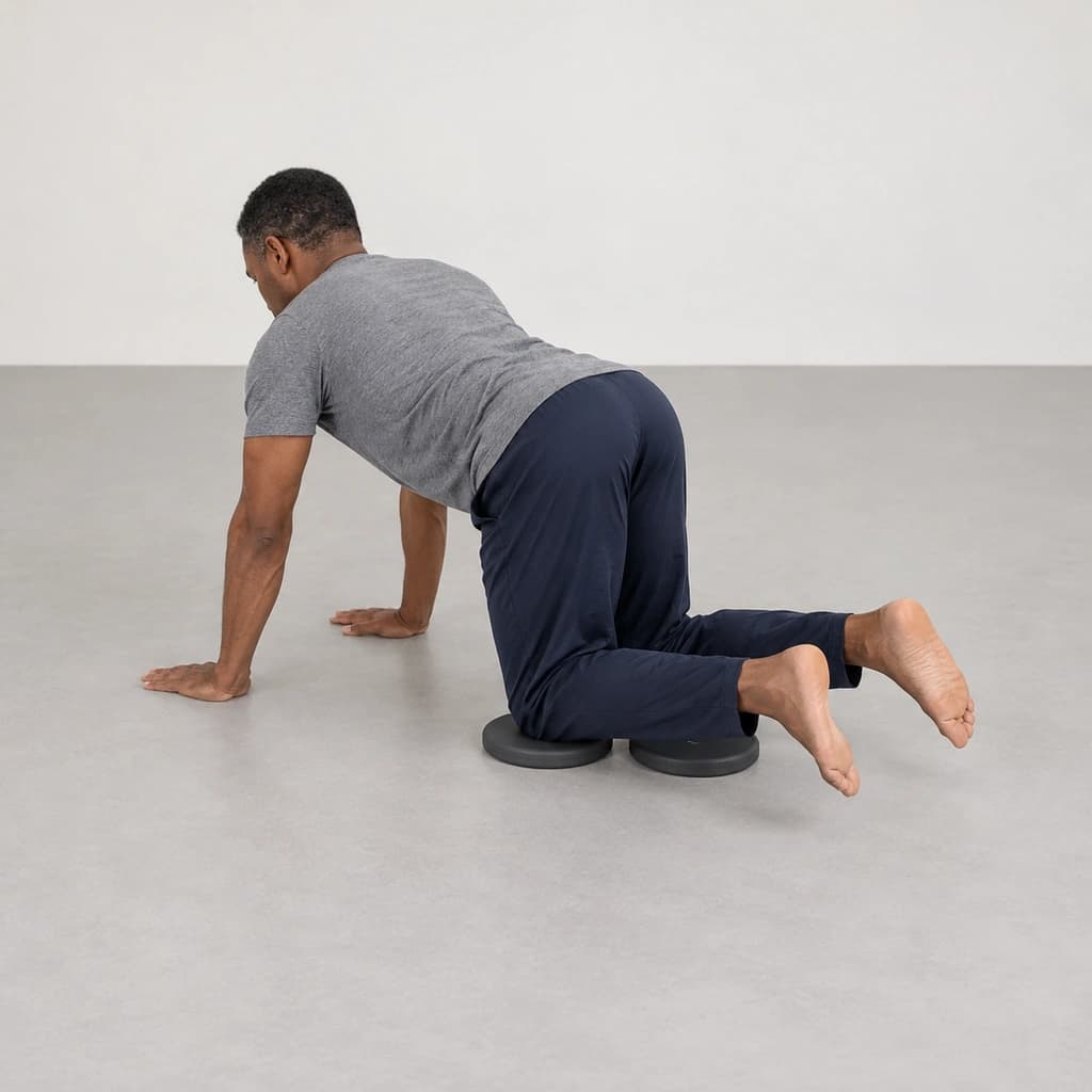 All-Fours Hip Rotation With One Knee on Each Rotating Disc