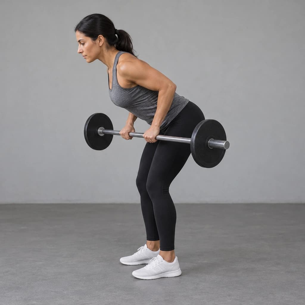 Barbell Triceps Kickback, Bent Over and Two-Handed