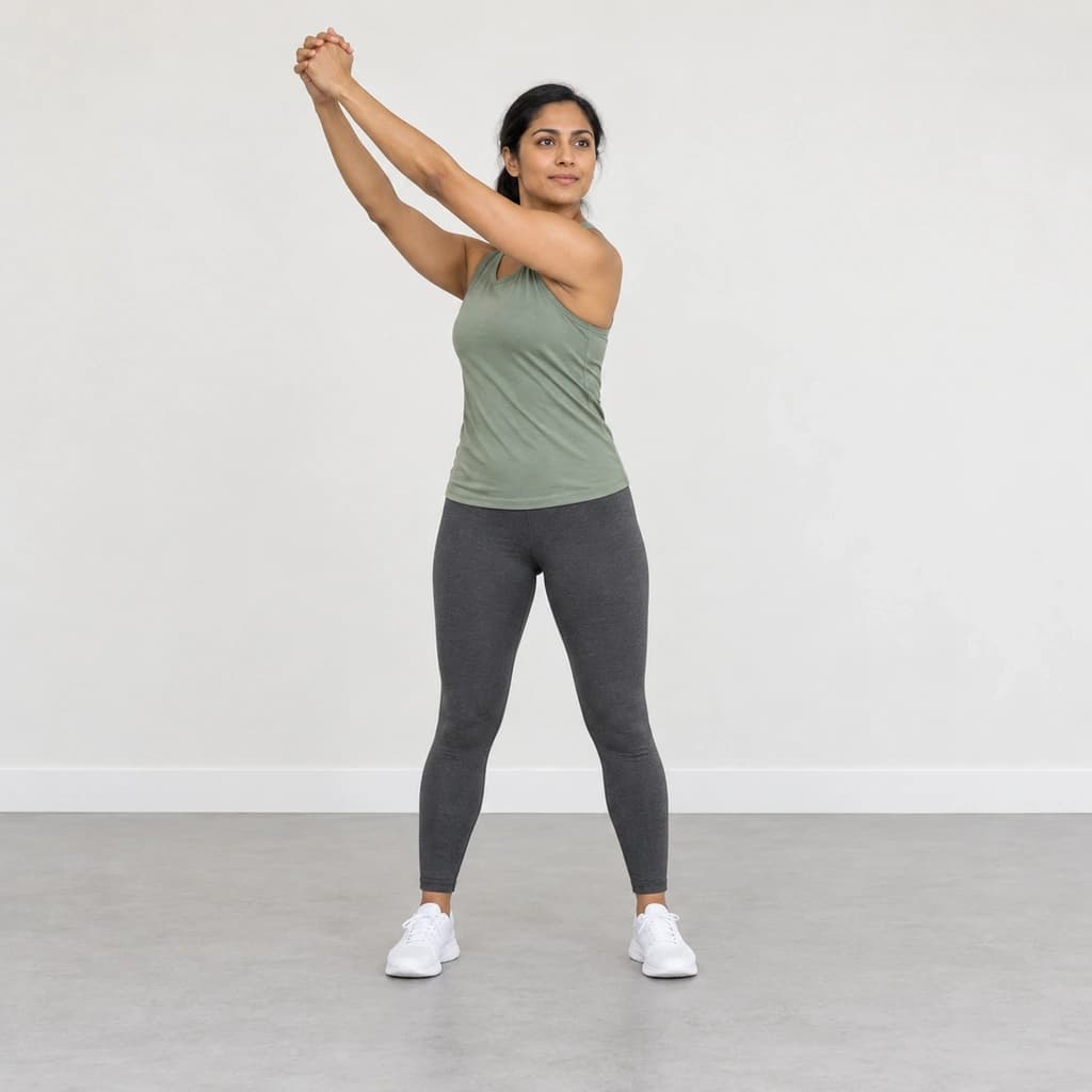 Bodyweight Standing Wood Chop With Clasped Hands