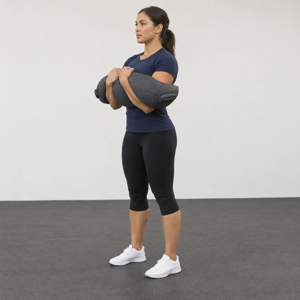 Bulgarian Bag Reverse Lunge, Zercher Hold