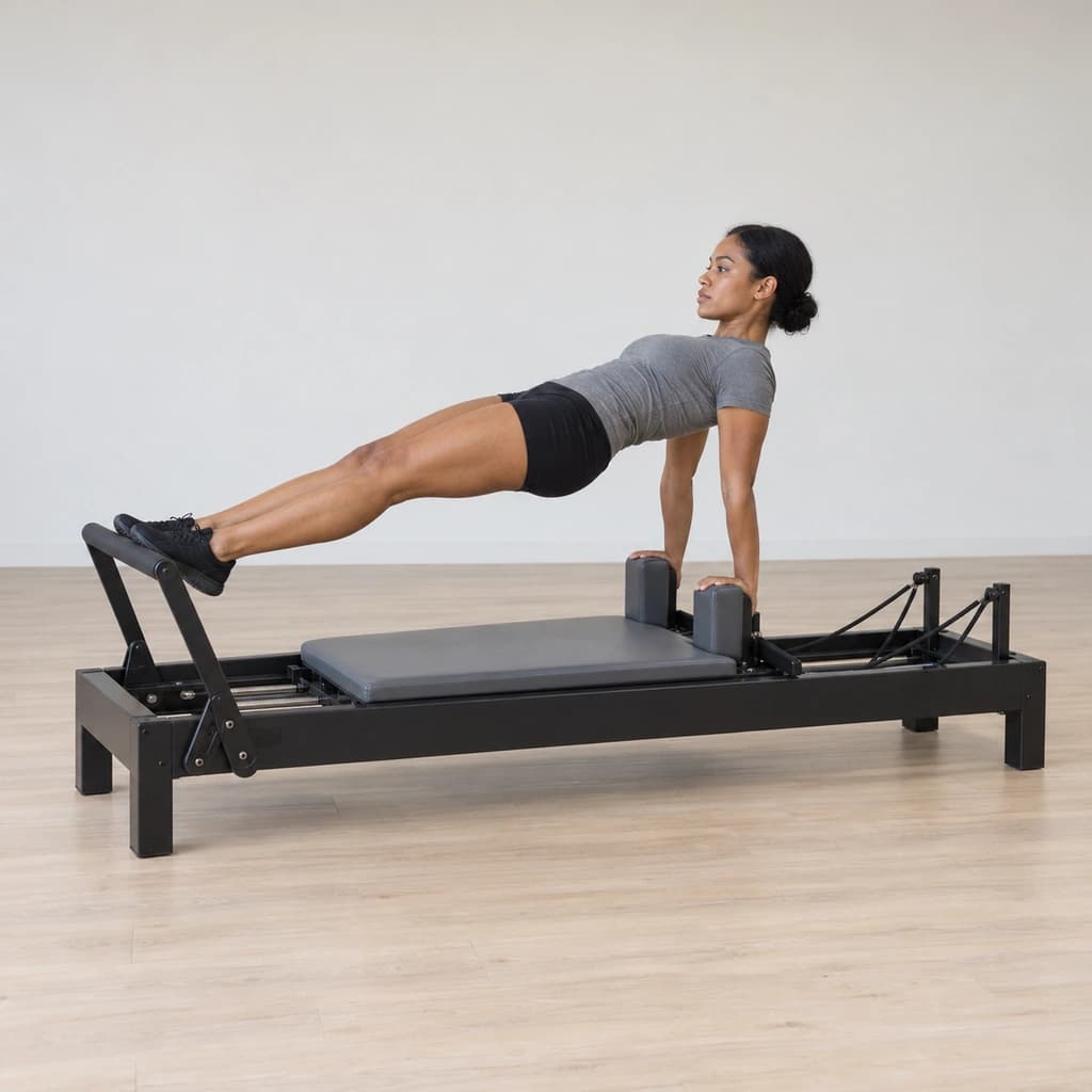 Control Push Ups Back on the Pilates Reformer