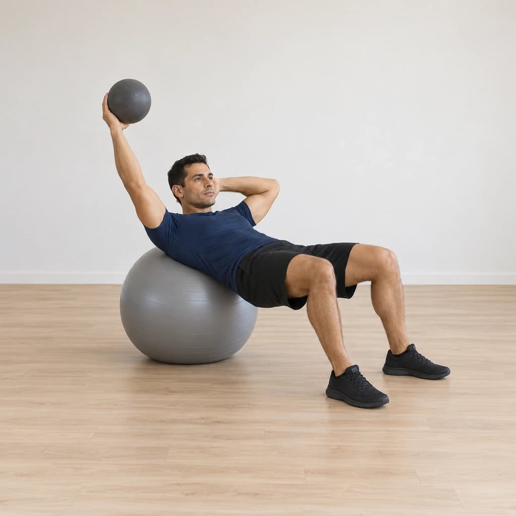 Diagonal Woodchopper on a Swiss Ball