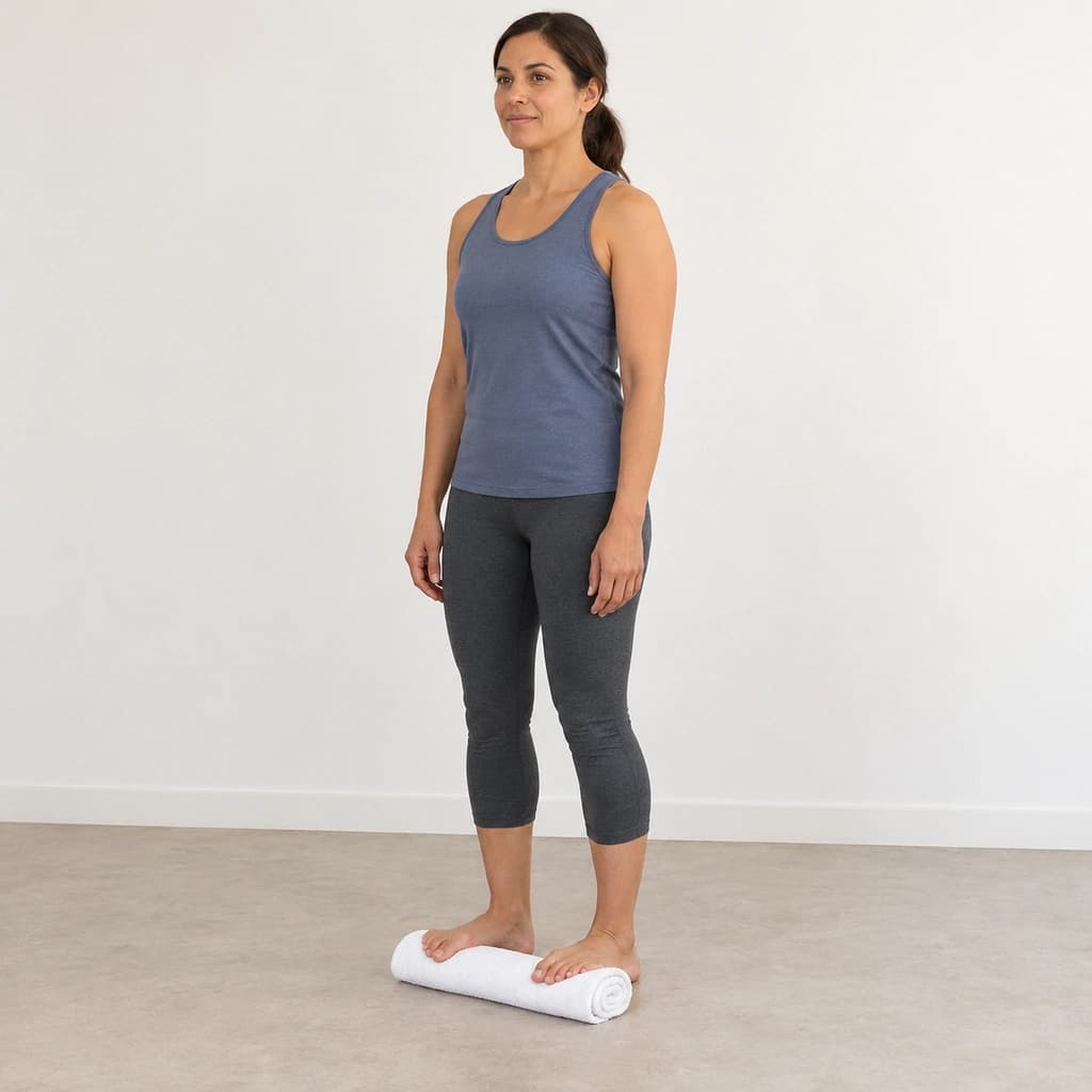 Isometric Heel Raise With the Toes Dorsiflexed Over a Rolled Towel