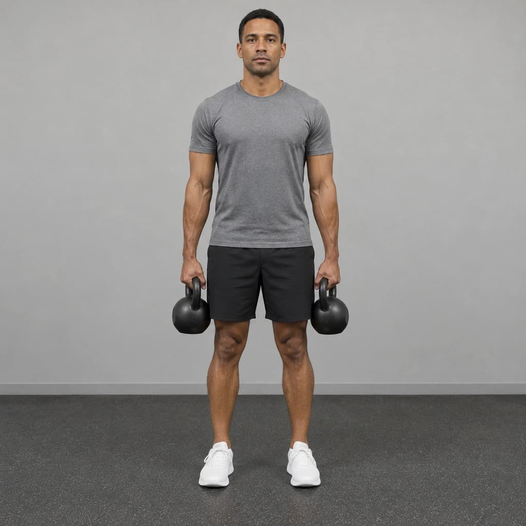 Kettlebell Shrug, a Bell in Each Hand
