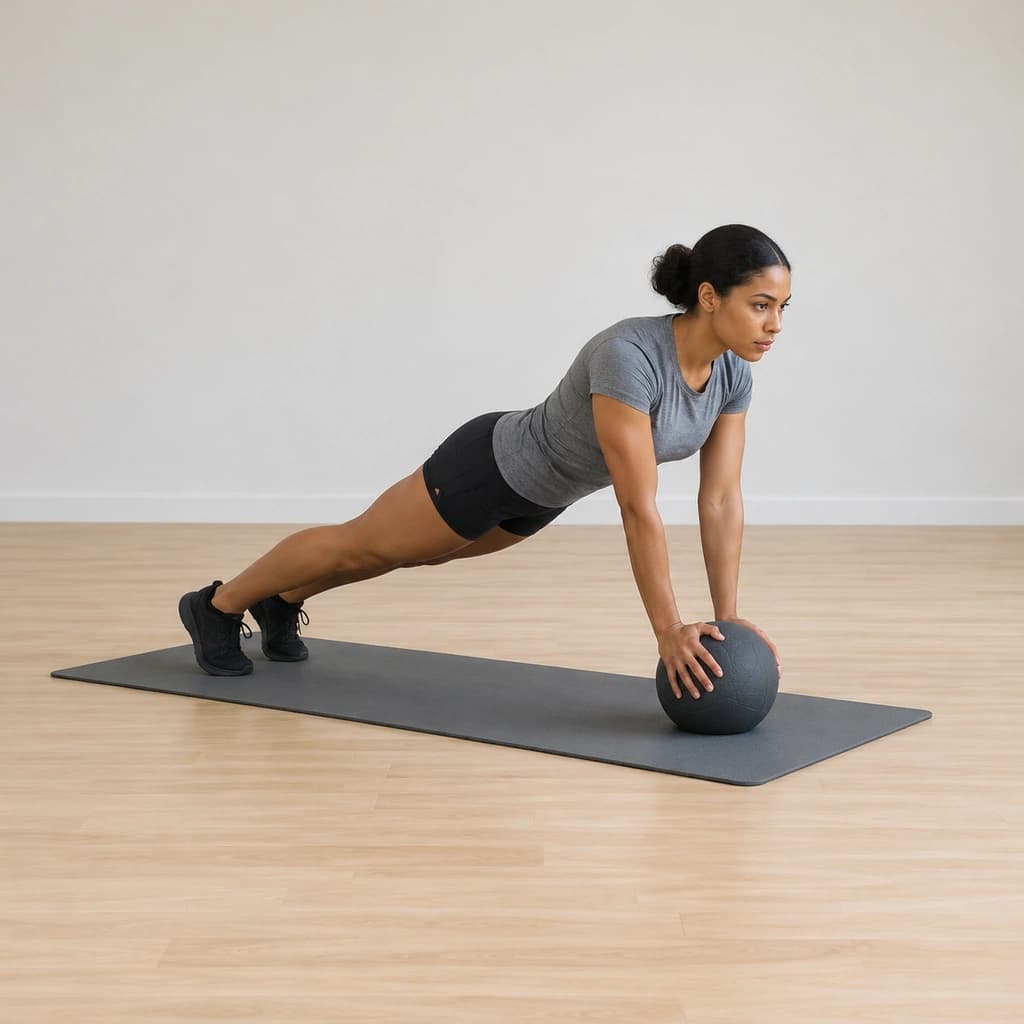 Medicine Ball Push-Up With Both Hands on the Ball