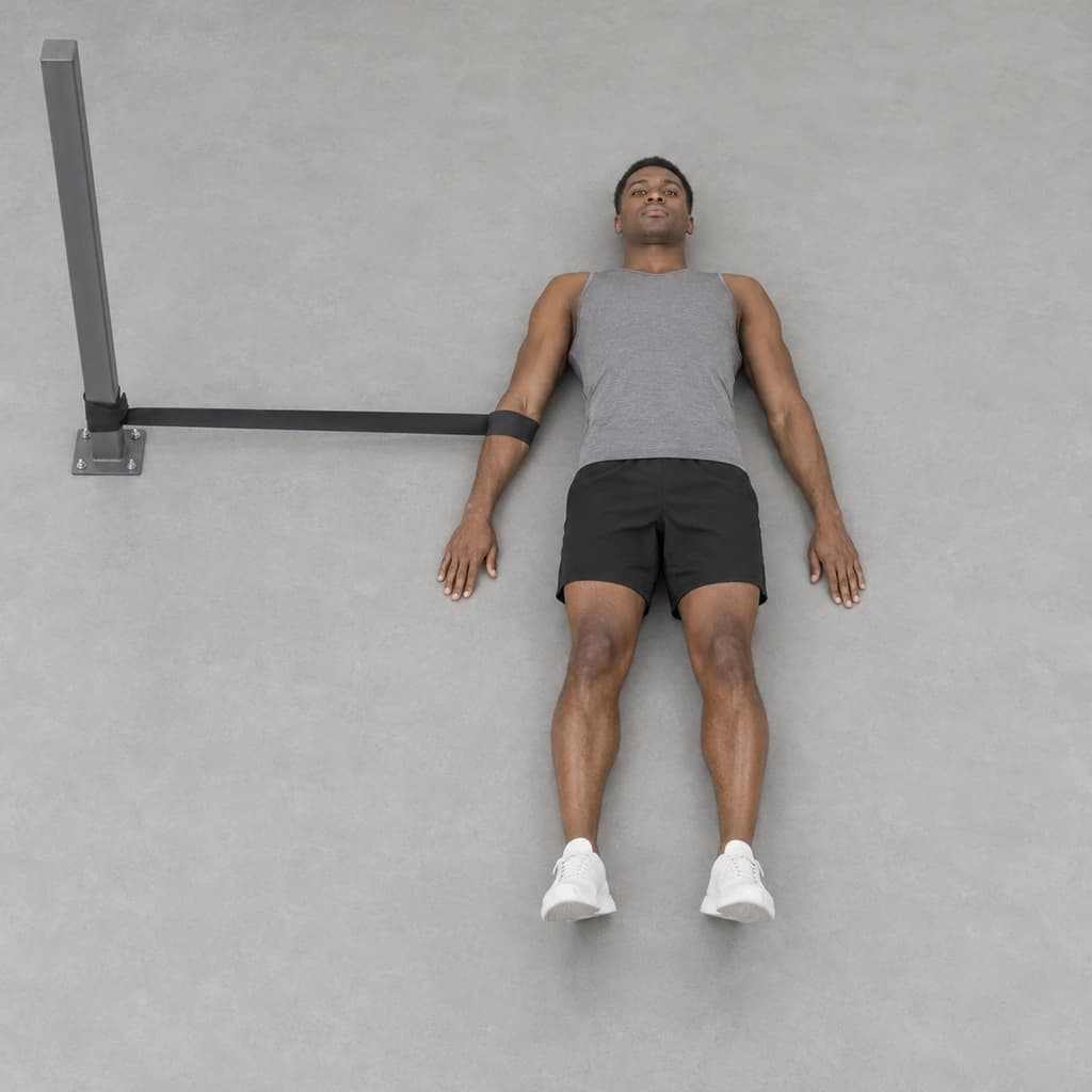 Supine Banded Elbow Mobilization With Movement, Fist Clench
