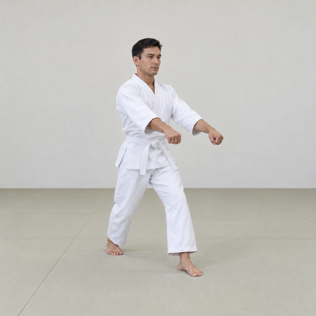 He is moving his hips back while his arms stay extended out in front, his weight settling rearward, his curled wrists held on the extension.