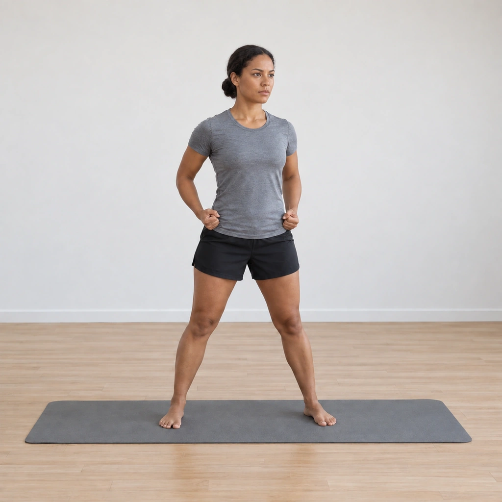 She withdraws the clenched fist back to the hip, the glare easing, the stance settled.