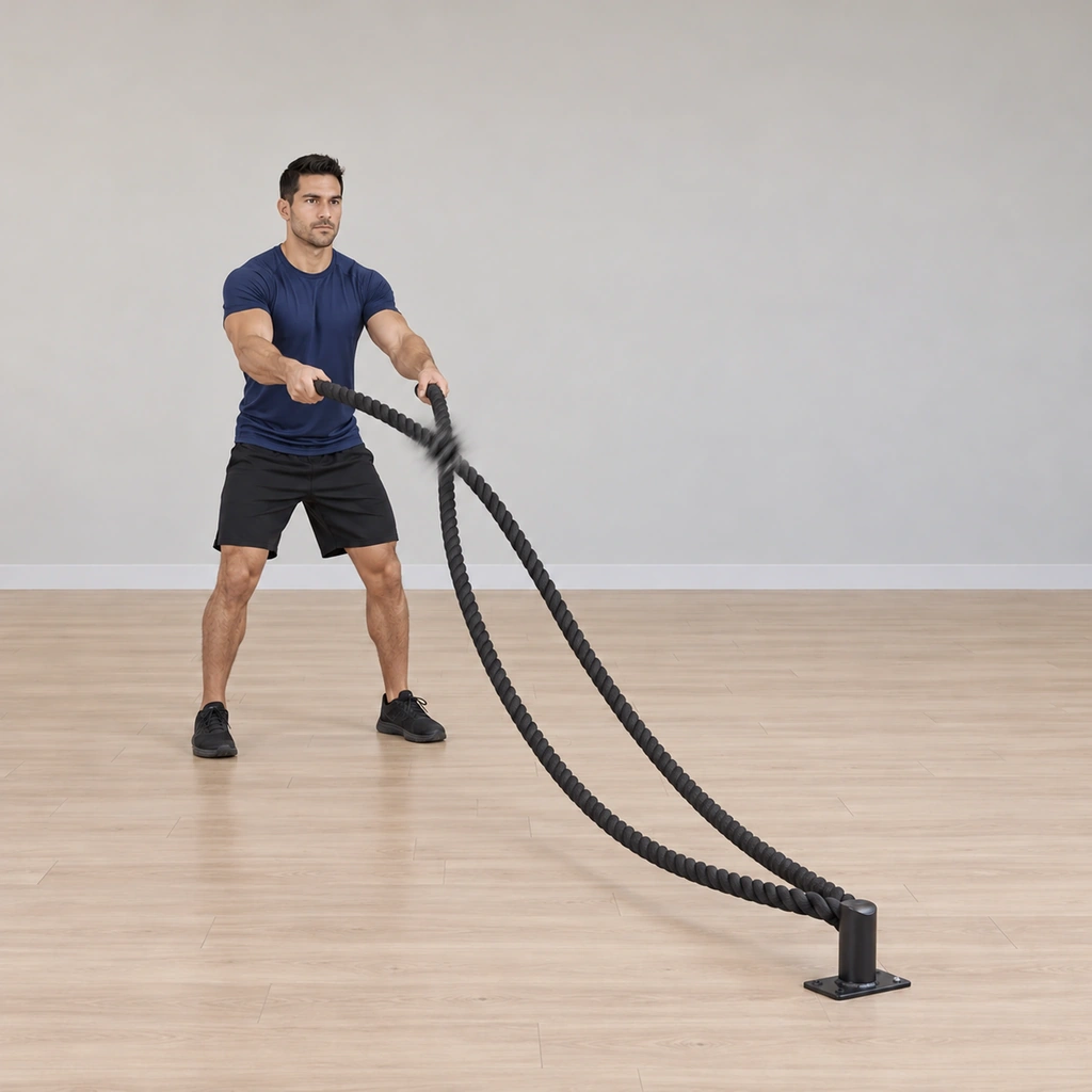 His arms are folding forcefully across to the midline and the two rope bodies are slamming into each other between him and the anchor.
