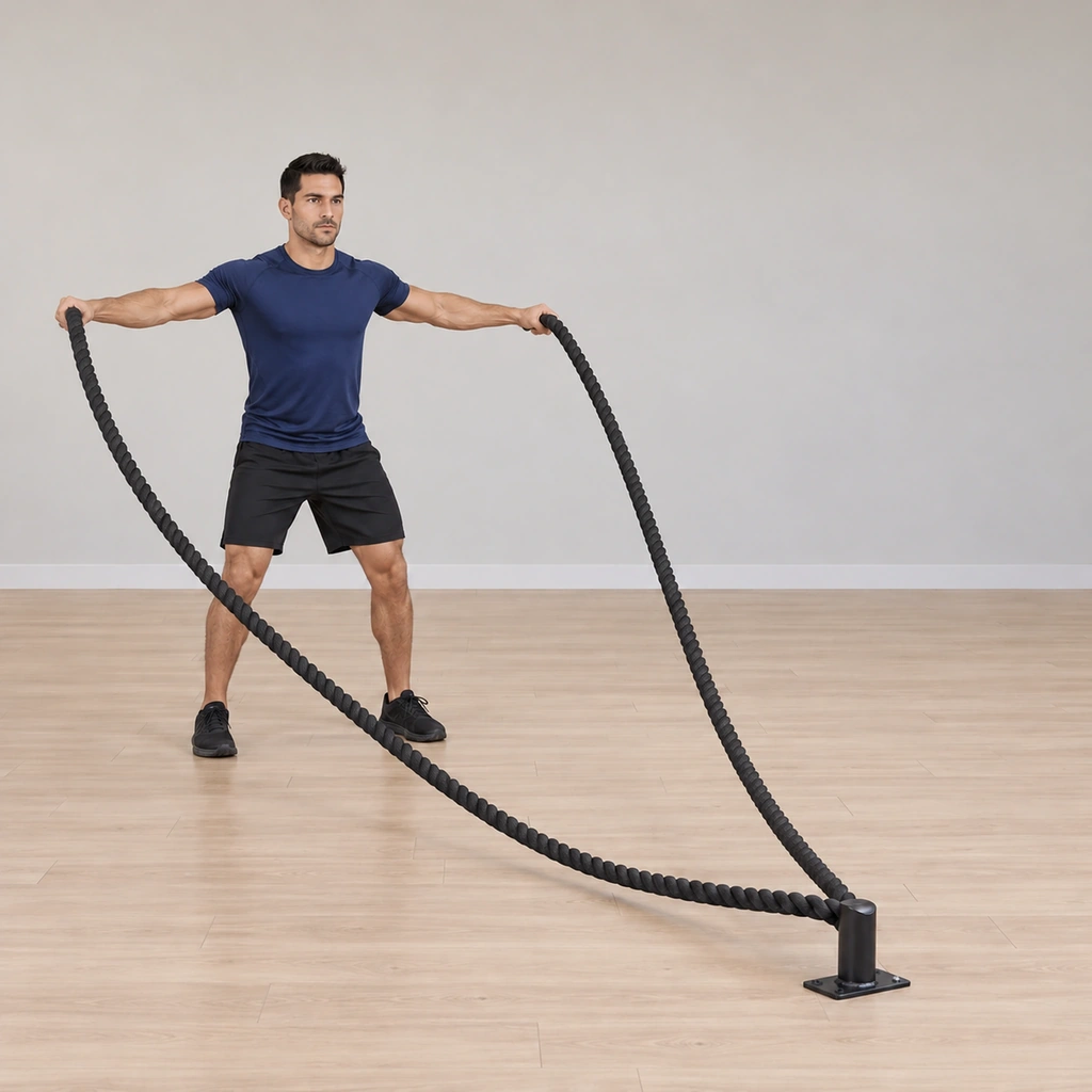 He is re-opening the arms wide to the sides after the slam, the ropes separating back apart for the next fold.
