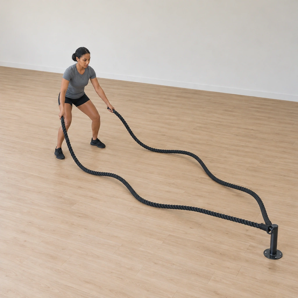 She sweeps both arms outward at ground level and the two ropes are crawling back apart across the floor like snakes opening.