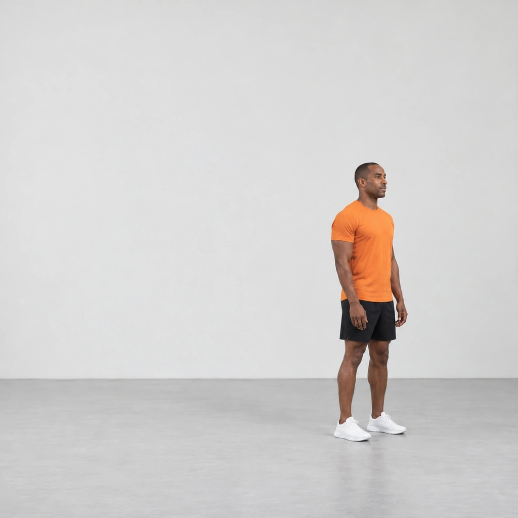 Man standing tall with his arms by his sides.