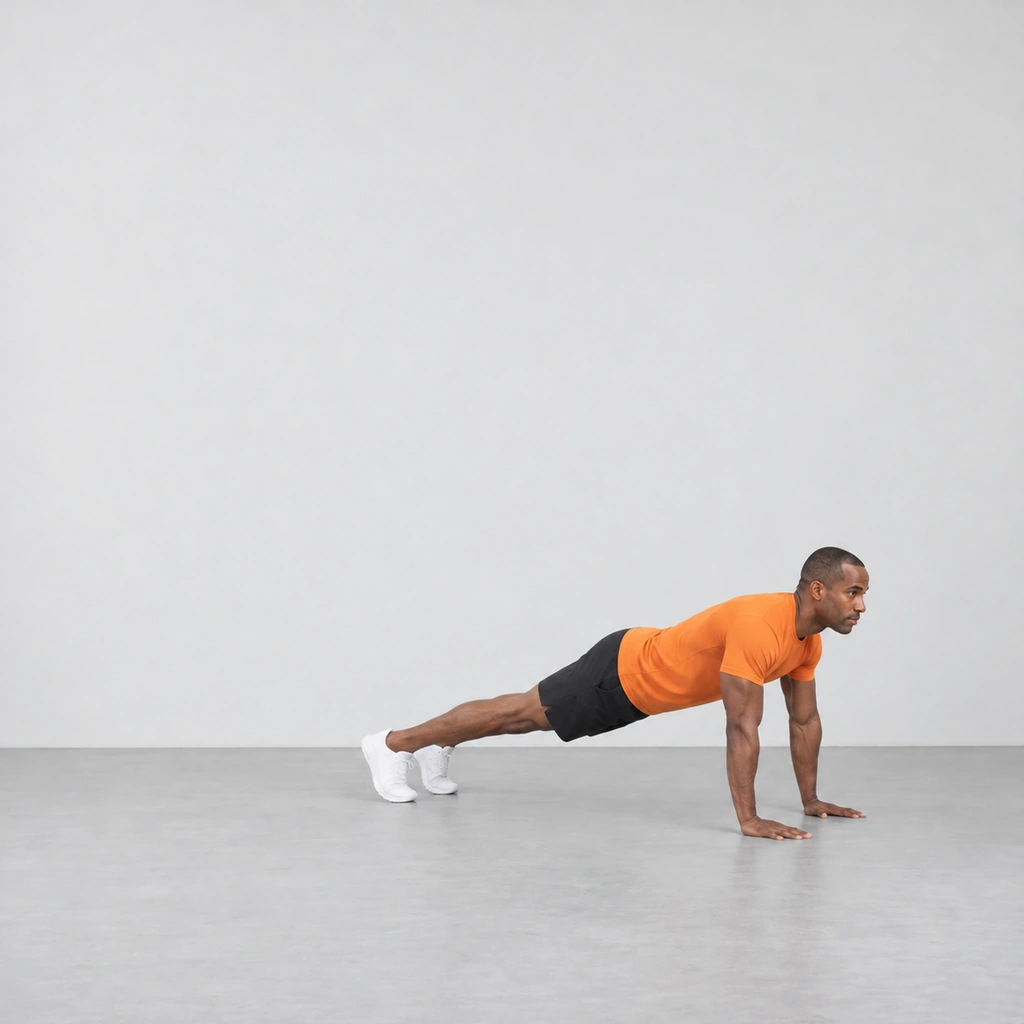 Straight-arm plank with wrists under shoulders.