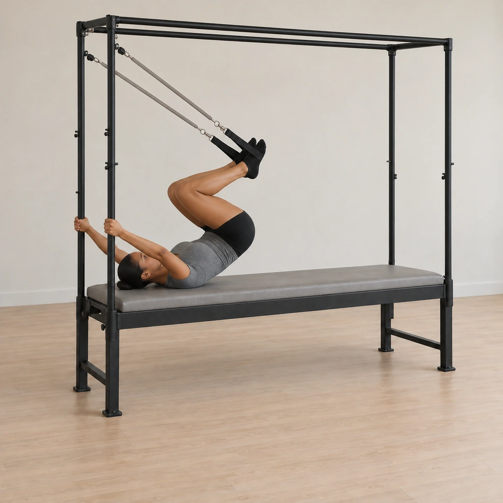 Her knees bend in toward her chest as her hips roll back down to the table, the springs slackening as she lands supine.