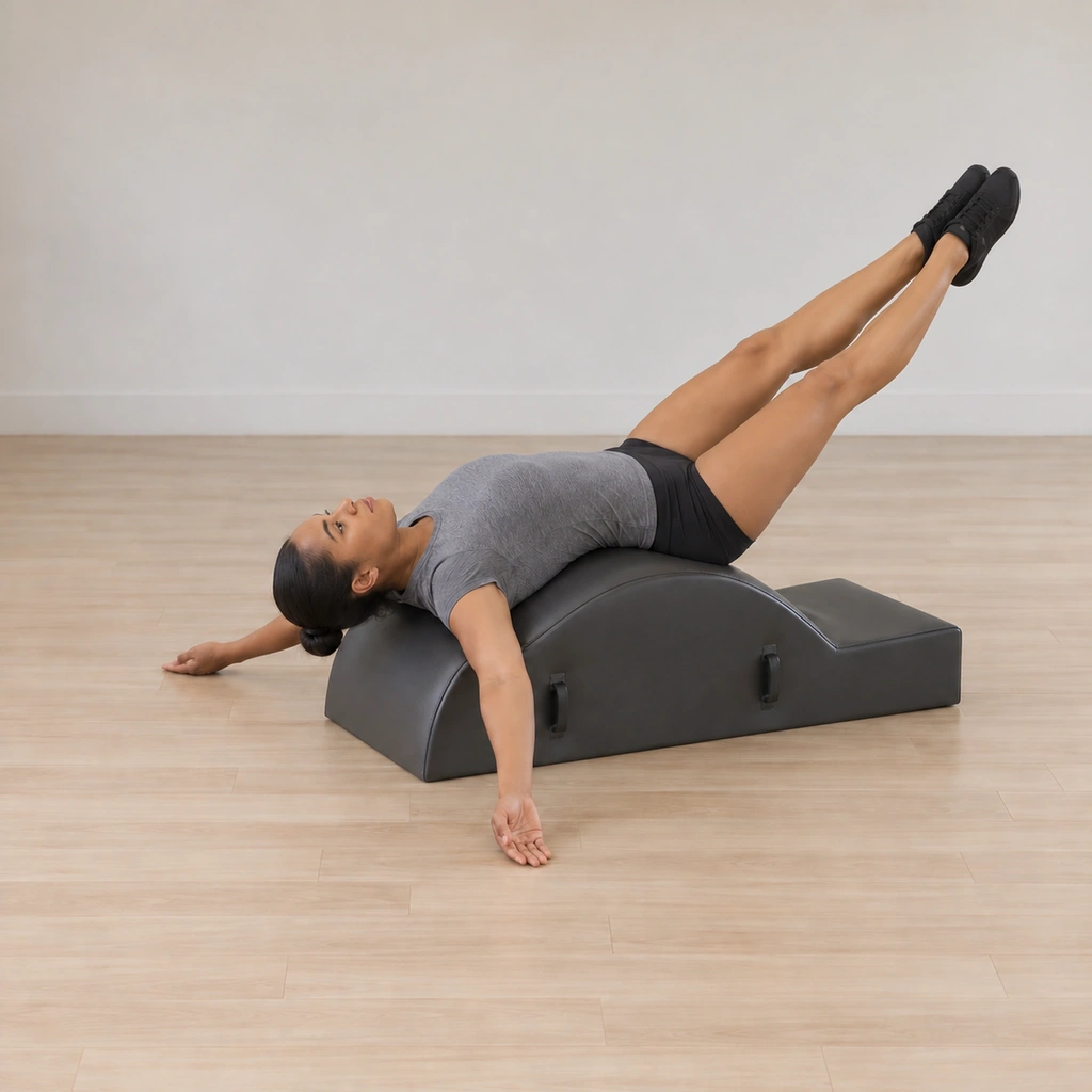 Her legs are mid-beat - partway open - while her heels stay connected, capturing the open-close action and the squeeze hold.