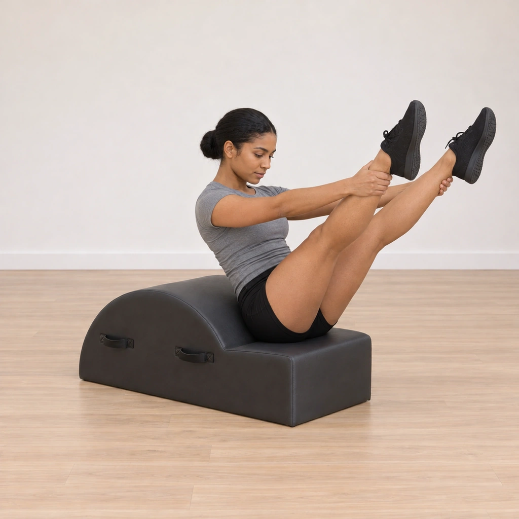 Her body has rocked a small way back - the shape unchanged, the balance tipping just off center while the legs and gaze hold their line.