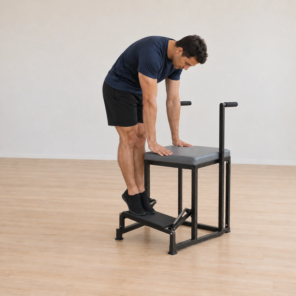 The pedal is rising under his feet as his rounded spine draws it up from the centre, shoulders still stacked over the hands.